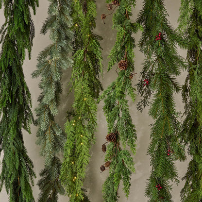 a variety of garlands