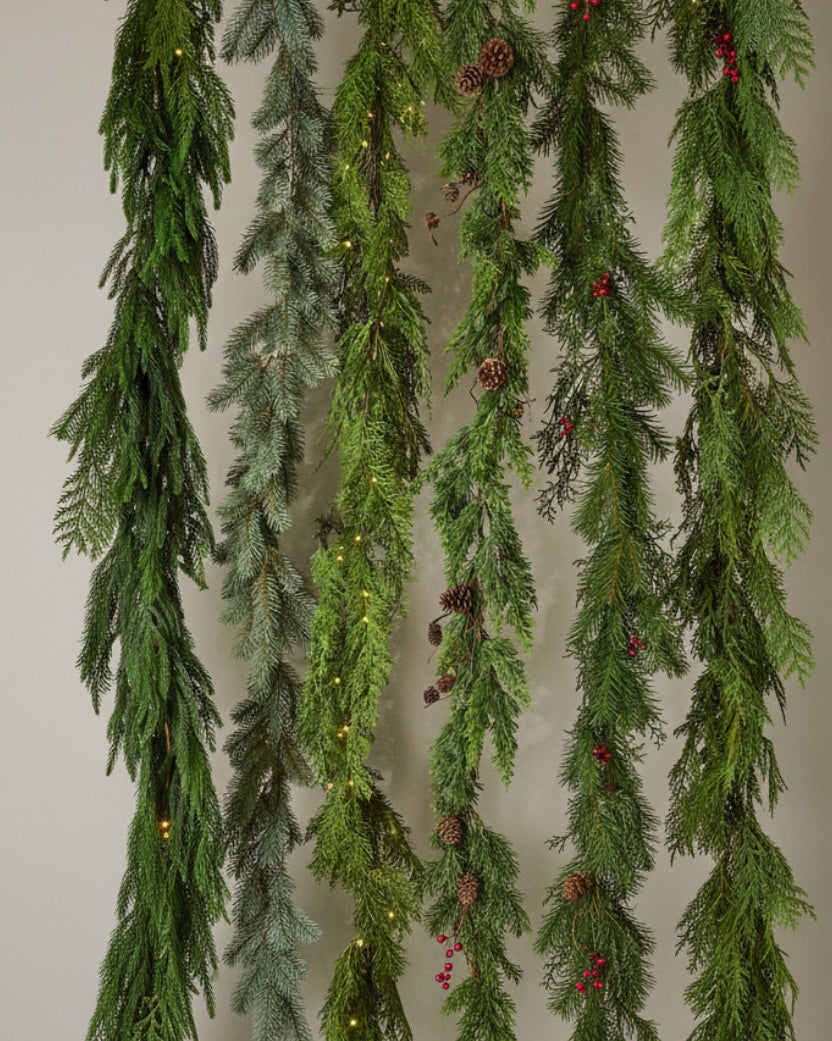 a variety of garlands