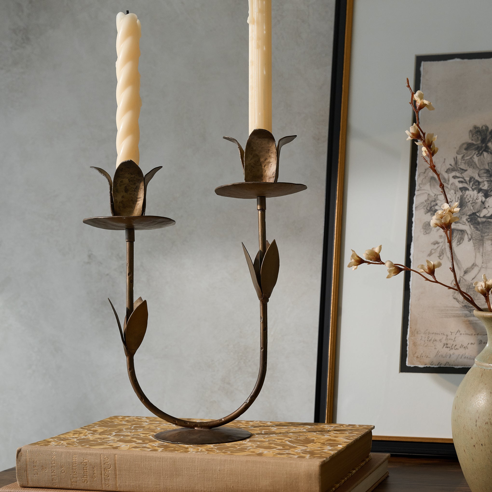 Double Forged Tulip Taper Holder