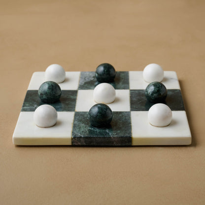 Green and White Marble Tic Tac Toe