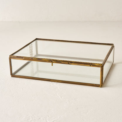Large Rope Detail Glass Antique Box