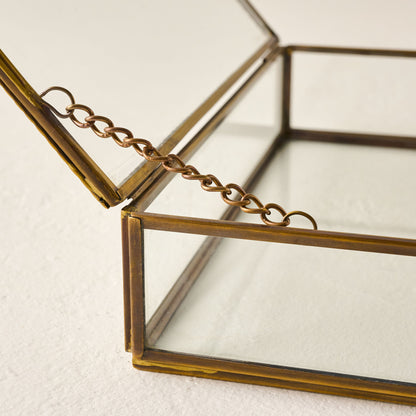 Rope Detail Glass Antique Box shown open up close