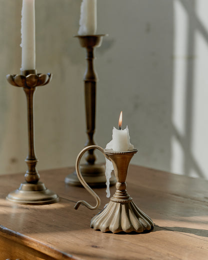 Anna Antique Brass Taper Holder (Small) close up