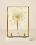 Antique Brass Bracket Photo Frame with a pressed floral inside