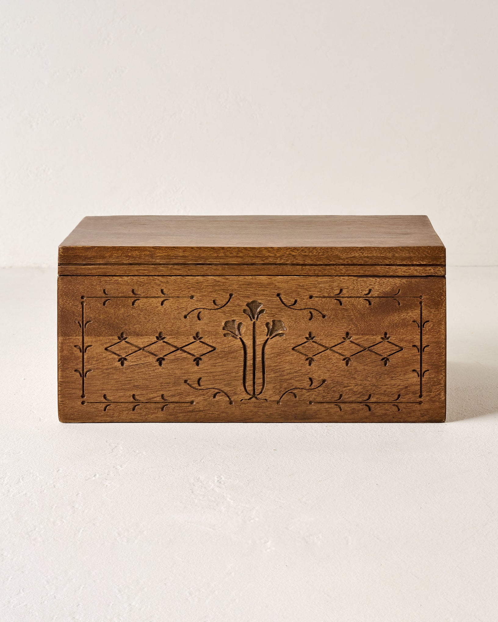 Large Etched Wood Keepsake Box