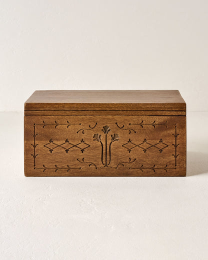 Large Etched Wood Keepsake Box