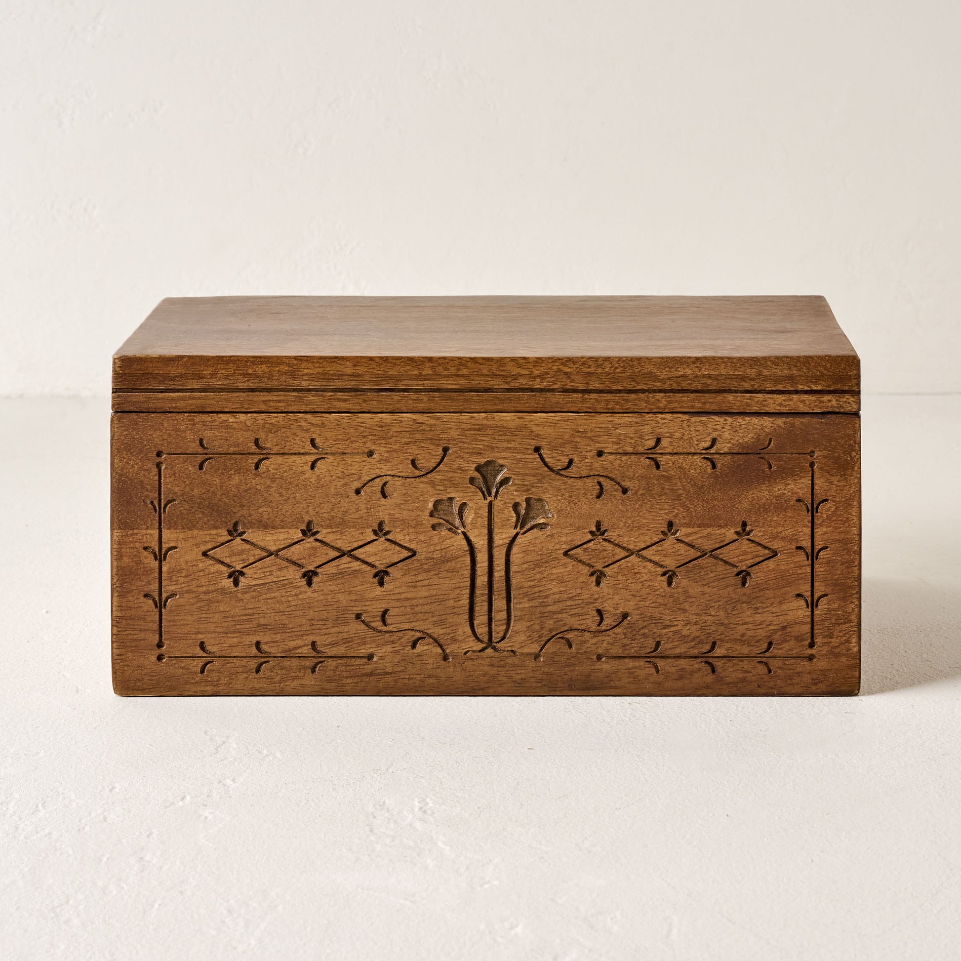 Large Etched Wood Keepsake Box