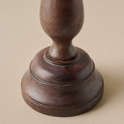 Tall Flora Wood Taper Holder base up close