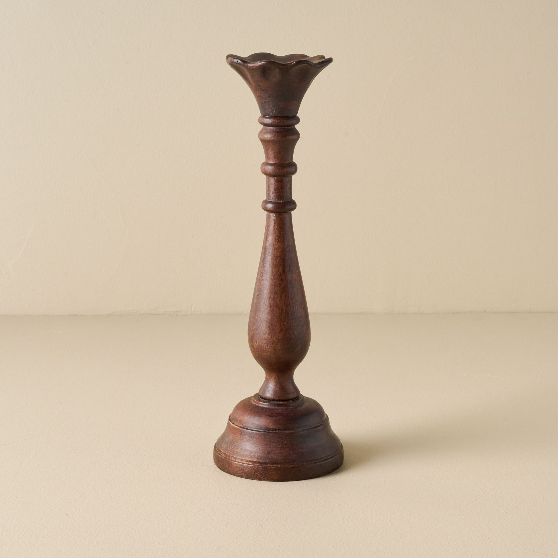 Tall Flora Wood Taper Holder
