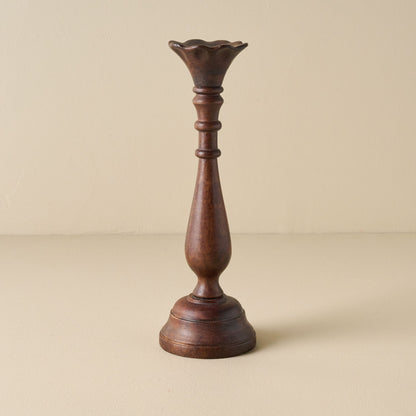 Tall Flora Wood Taper Holder