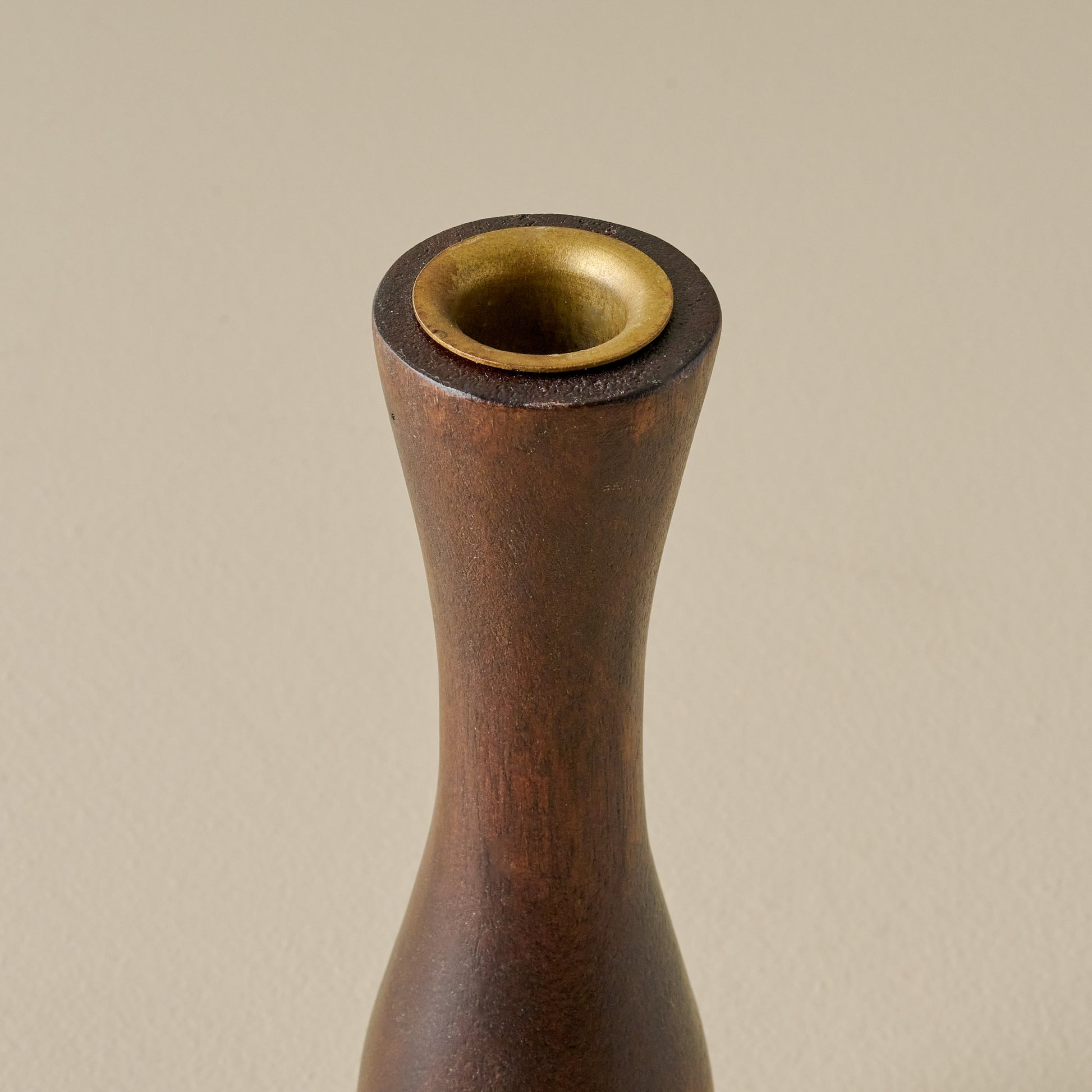 Short Flora Wood Taper Holder top up close