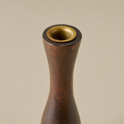 Short Flora Wood Taper Holder top up close