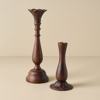 Short and Tall Flora Wood Taper Holders
