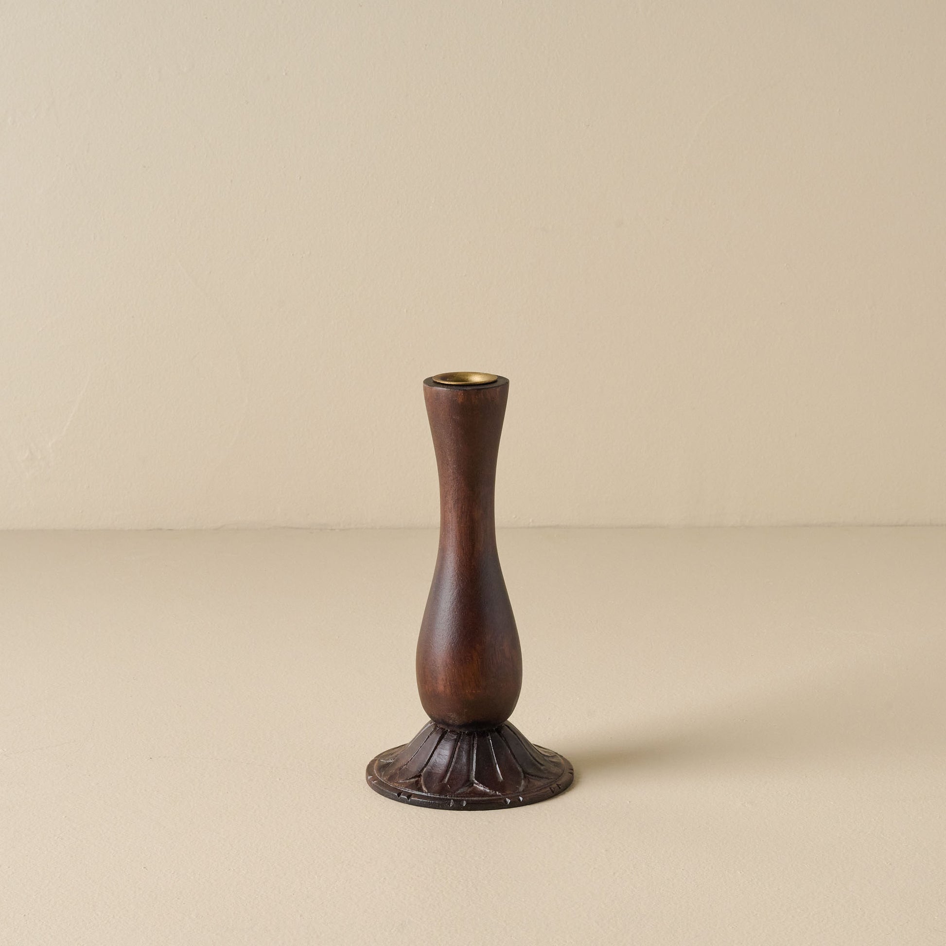 Short Flora Wood Taper Holder