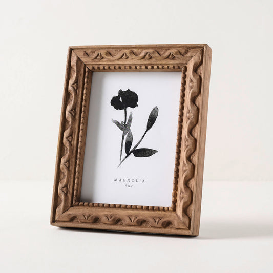 Antiqued Wood Photo Frame sitting vertically