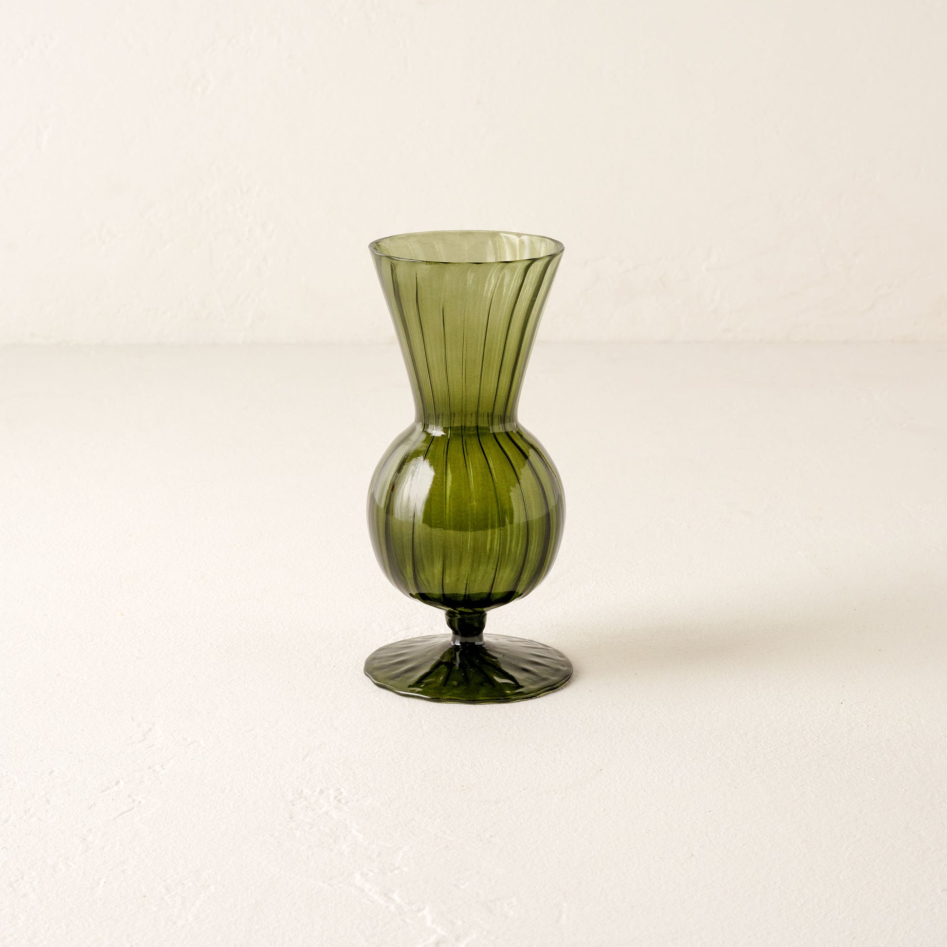 Small Fluted Green Glass Vase