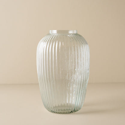 Tall Korenne Ribbed Glass Vase