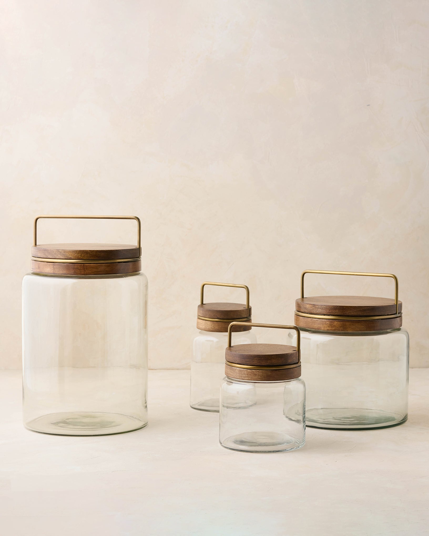 Wood with Antique Brass Canister in all sizes