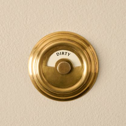 Antique Brass Dishwasher Marker showing "dirty"