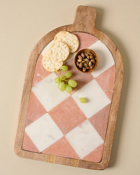 Carmella Checkered Marble Serving Board