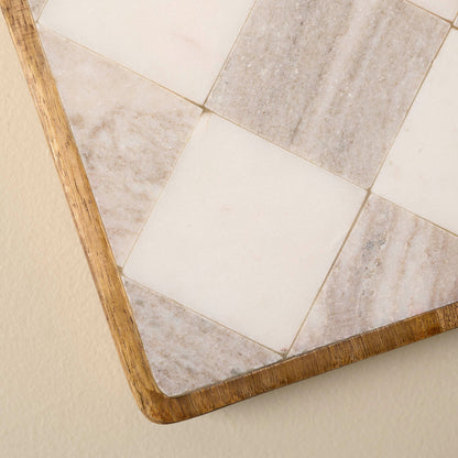 Everett Checkered Marble Trivet close up