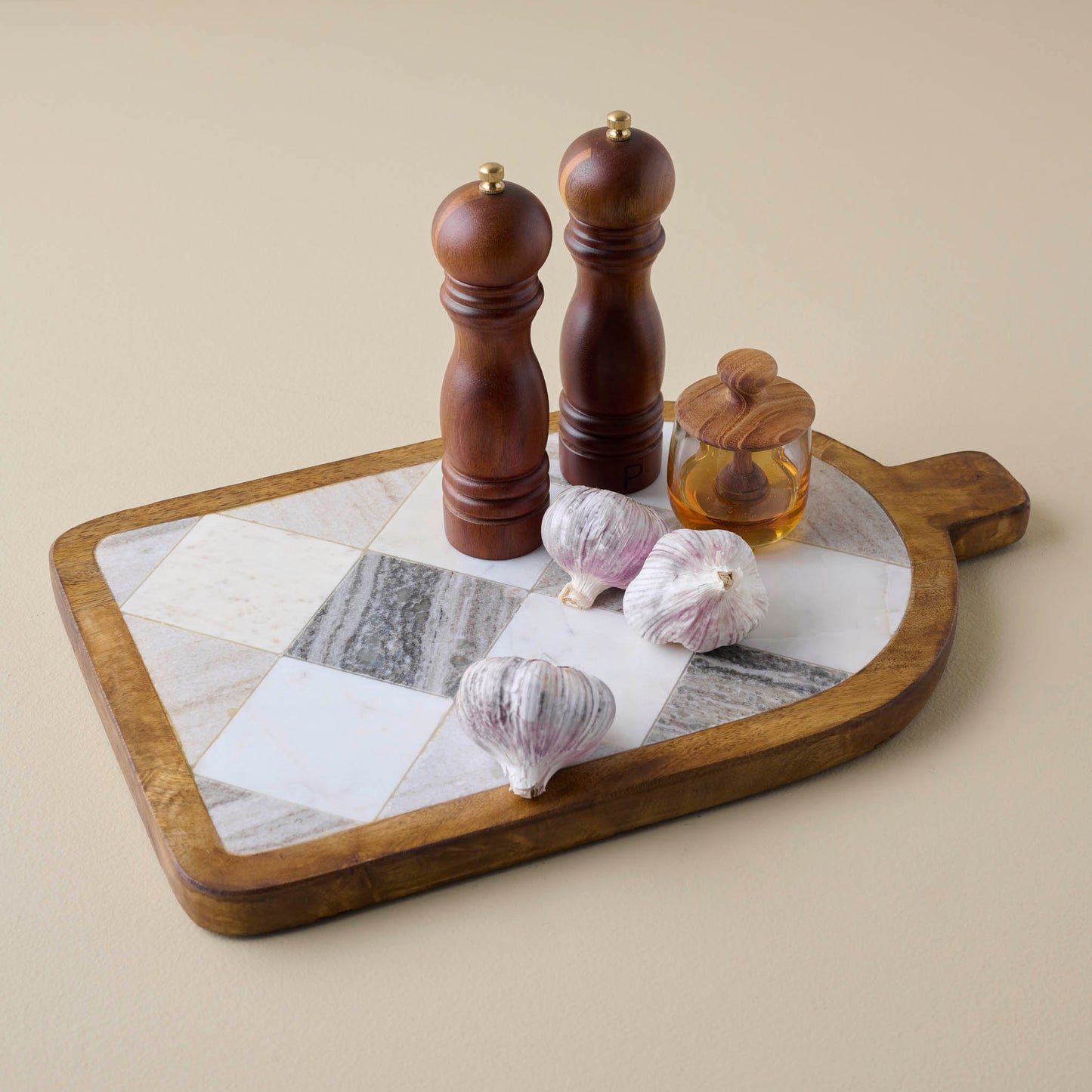 Everett Checkered Marble Serving Board