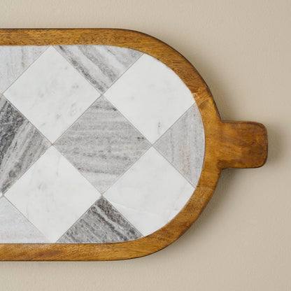 Everett Checkered Marble Serving Board