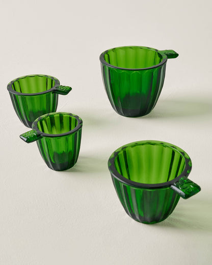 Green Glass Measuring Cup Set