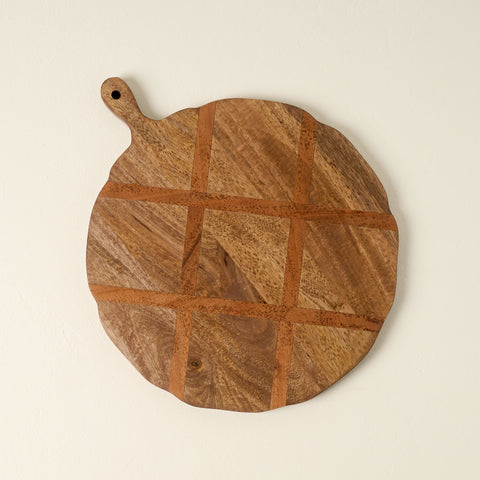Antiqued Wood Round Serving Board