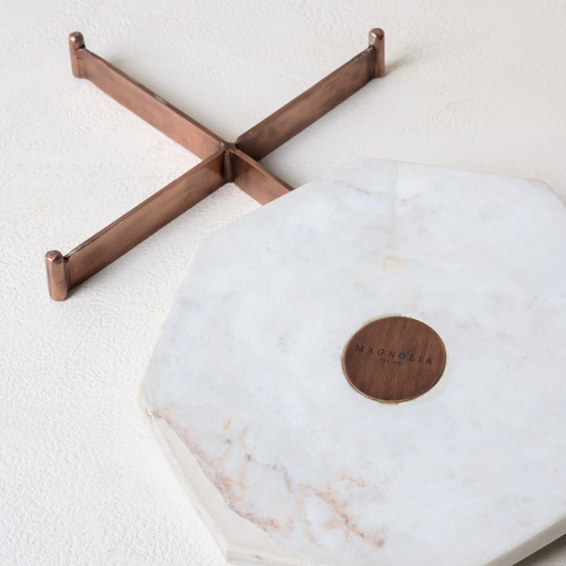 Marble and Copper Cake Stand copper stand removed from marble base