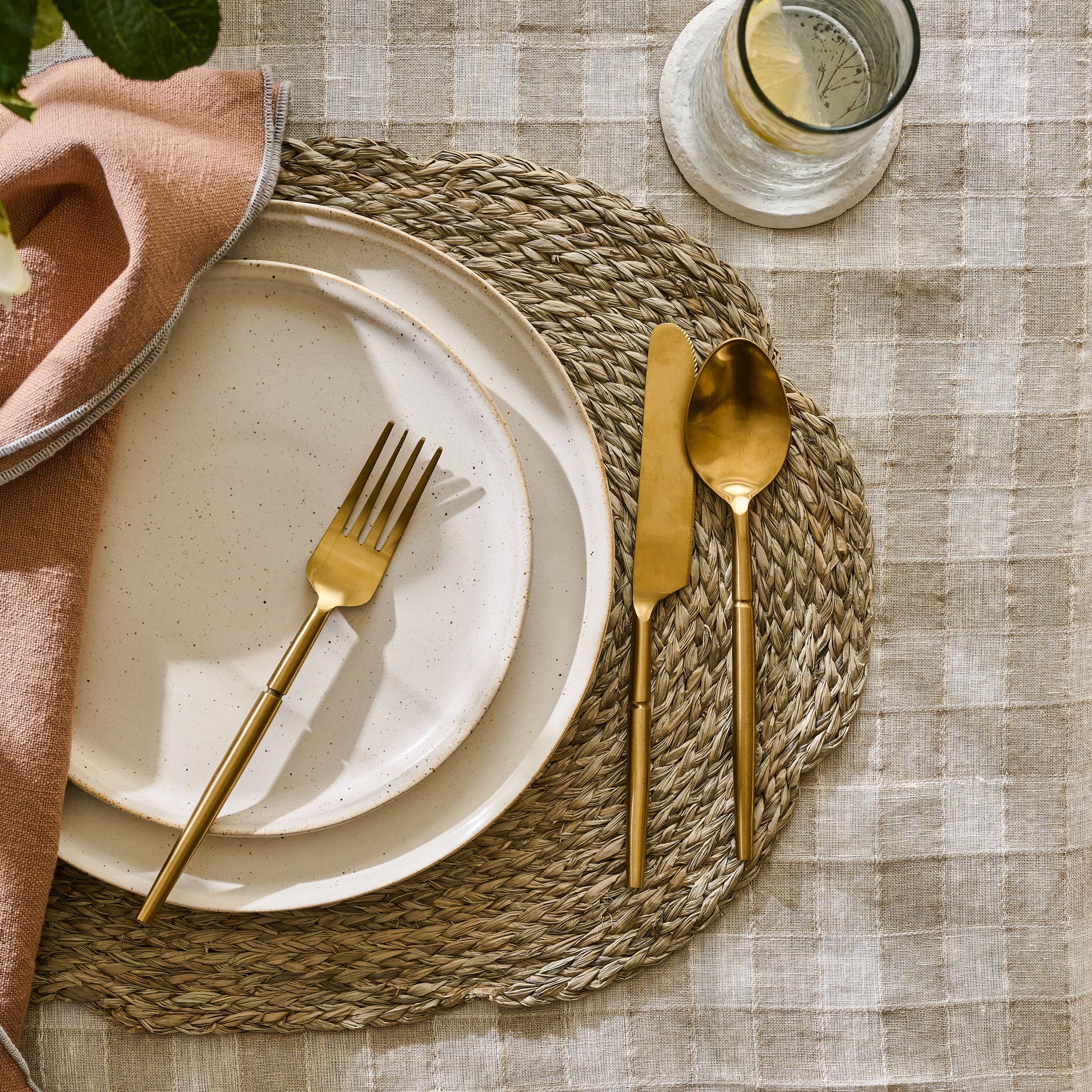 Antique Gold Flatware (Set of 5) on a set table