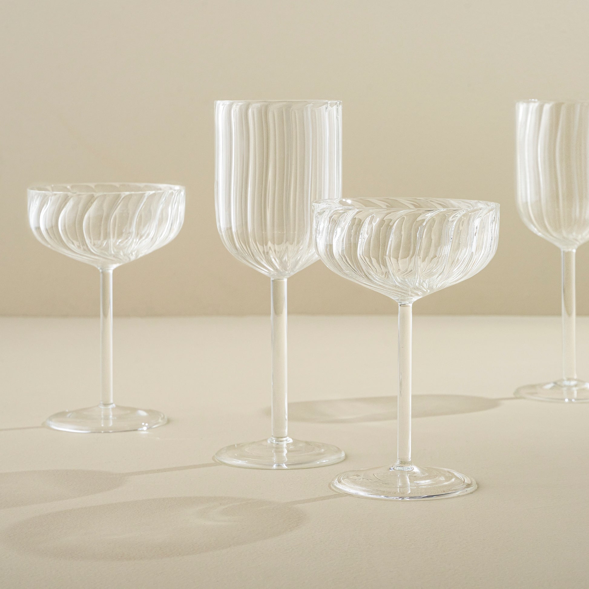 Fluted Wine Glass with other glasses