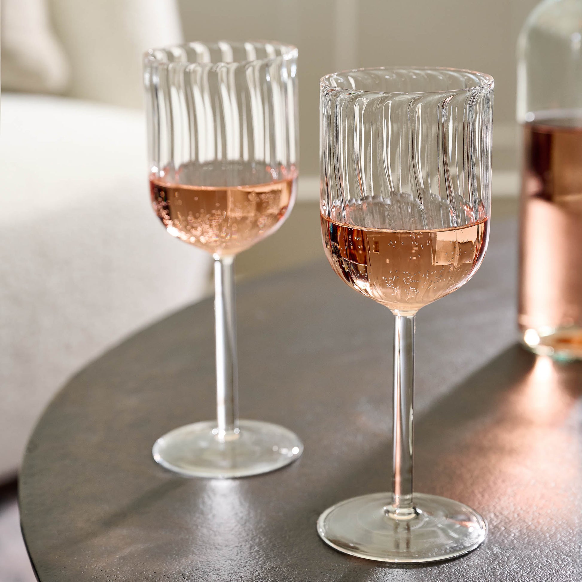 Fluted Wine Glass on a table