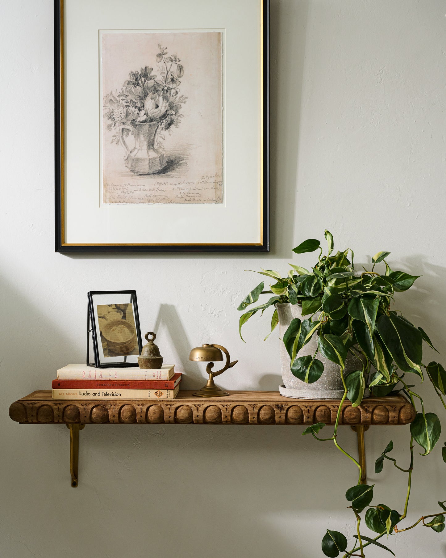 Griffin Hand Carved Wood Shelf