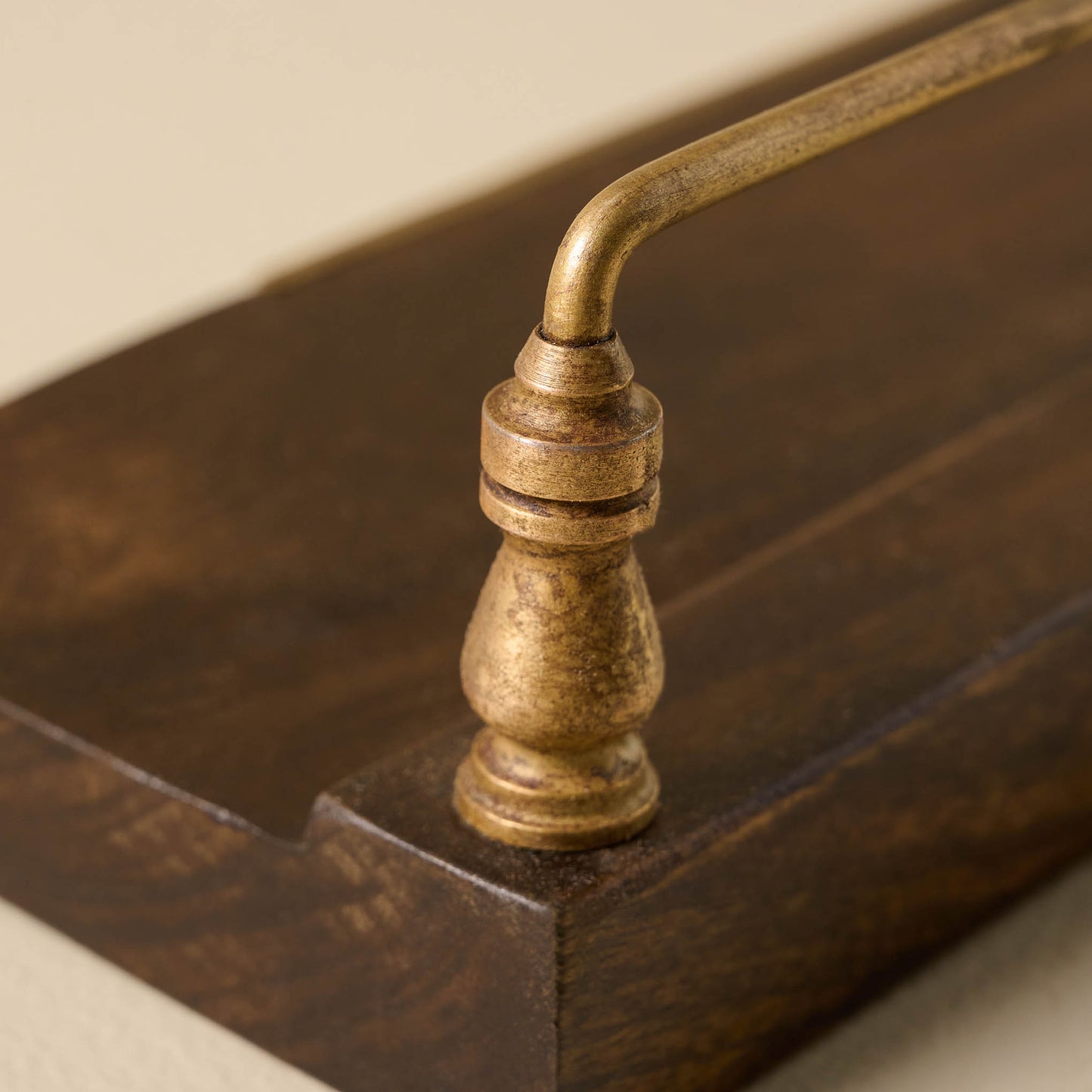 Elliott Wood and Brass Picture Ledge close up of brass 