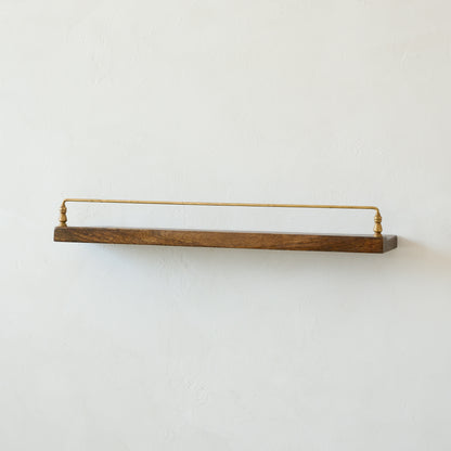Elliott Wood and Brass Picture Ledge in small size on wall