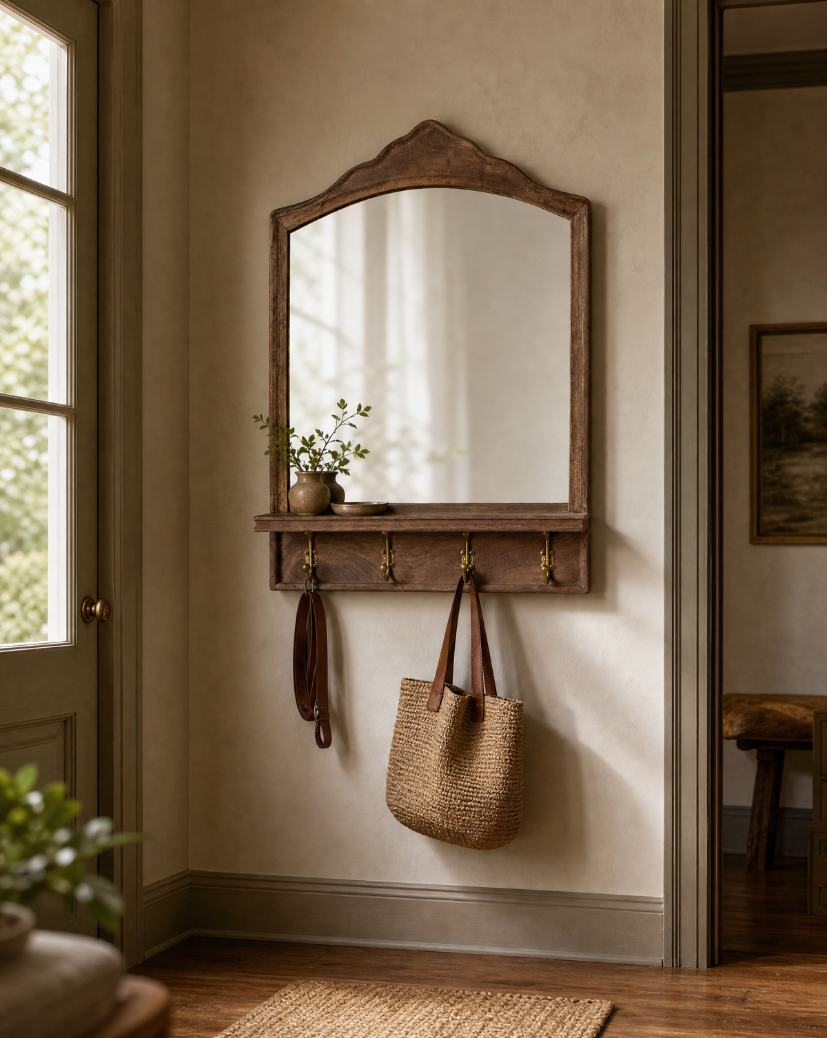 James Mirror with Hooks and Shelf-AI gen