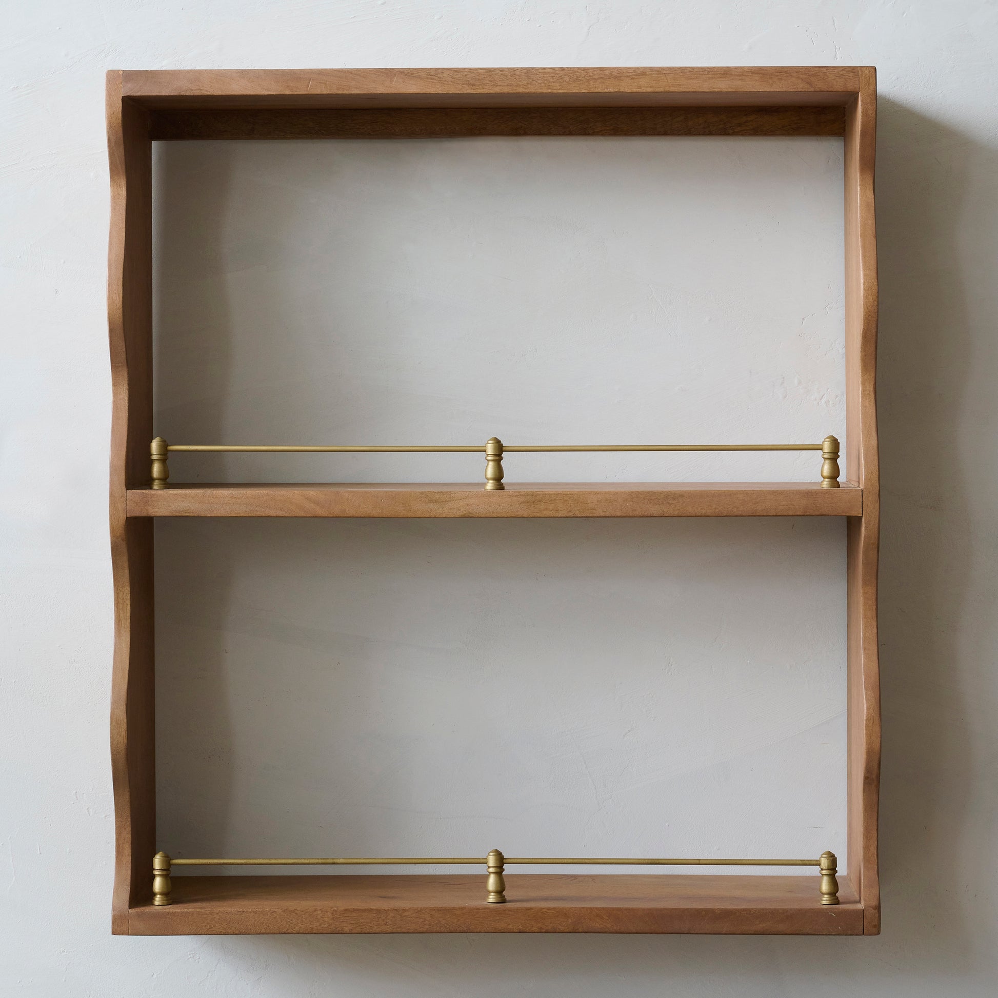 Faye Scallop Shelf with Brass Rails