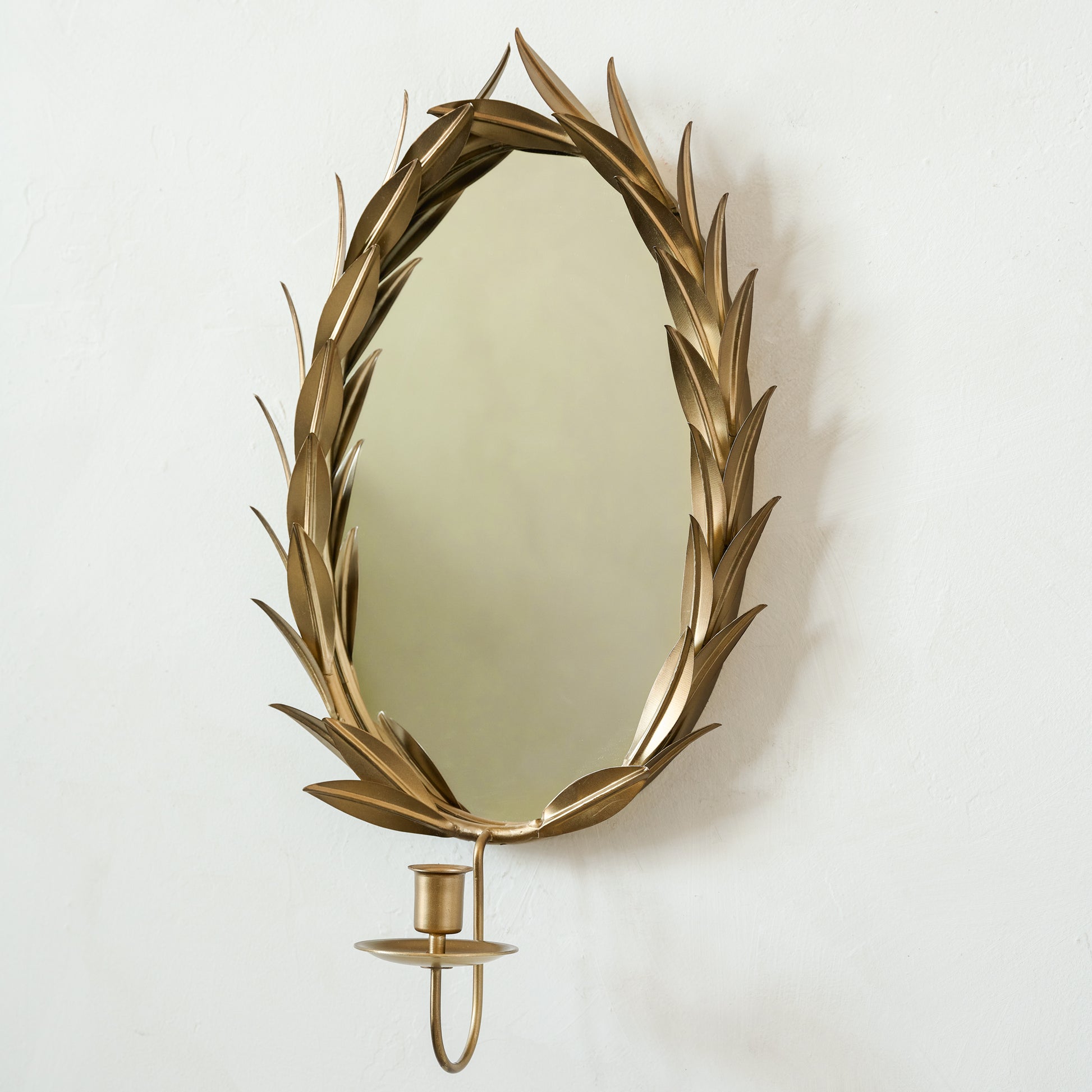 Gilded Wreath Mirrored Wall Sconce