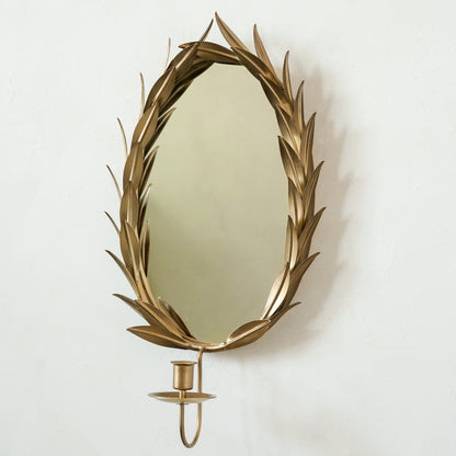 Gilded Wreath Mirrored Wall Sconce