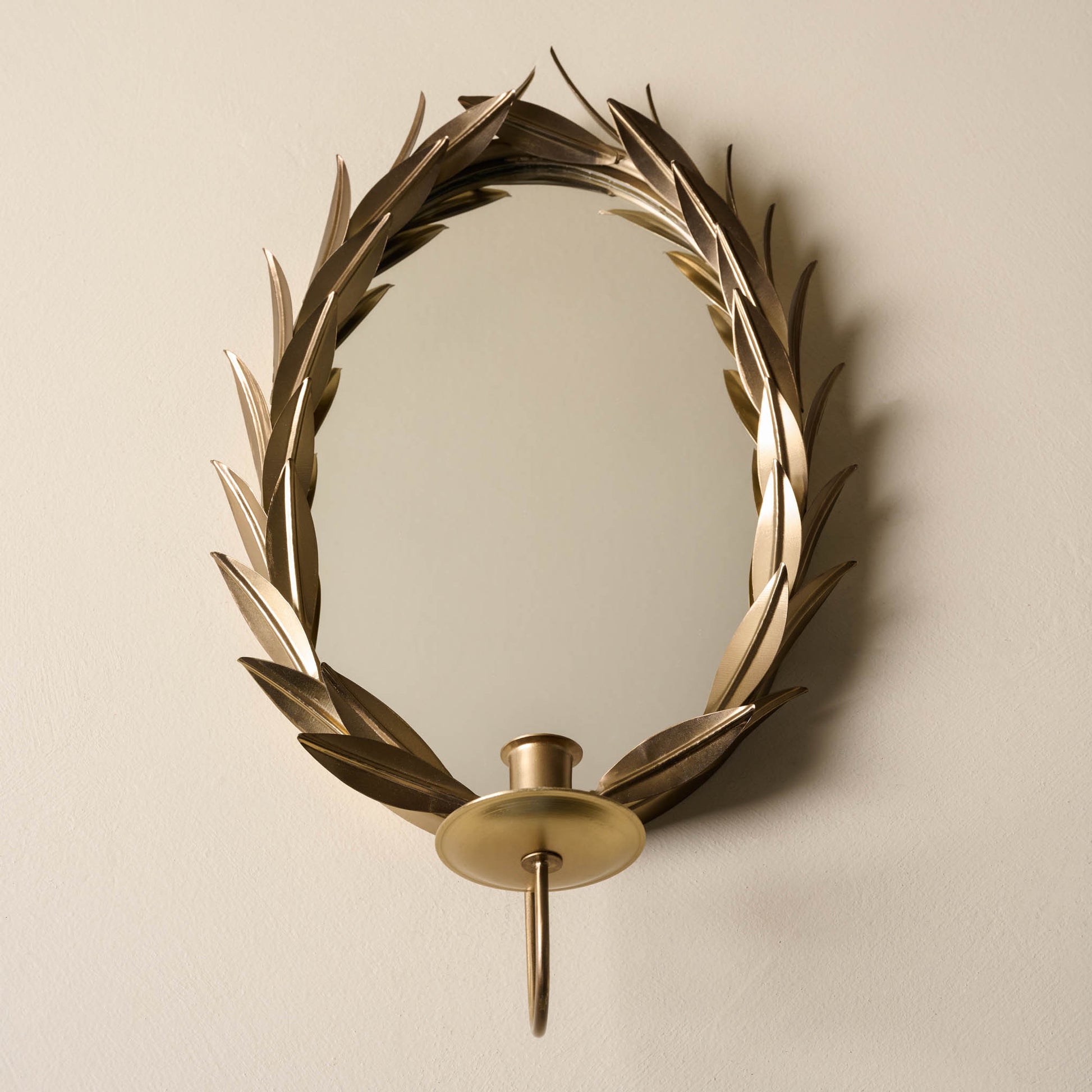 Gilded Wreath Mirrored Wall Sconce
