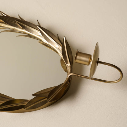 Gilded Wreath Mirrored Wall Sconce close up