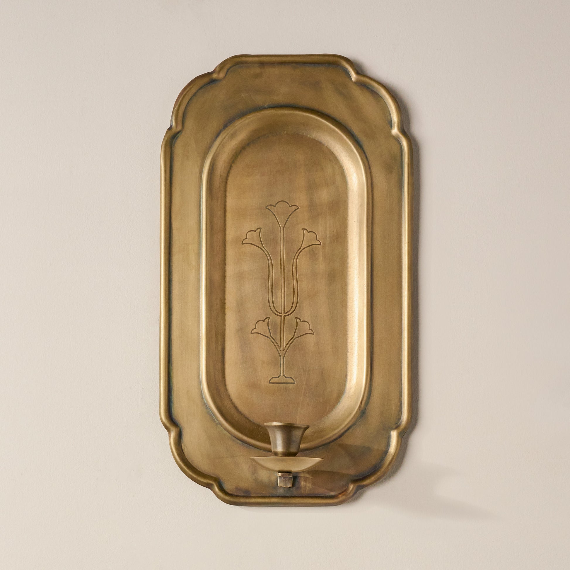 Antique Brass Etched Wall Sconce