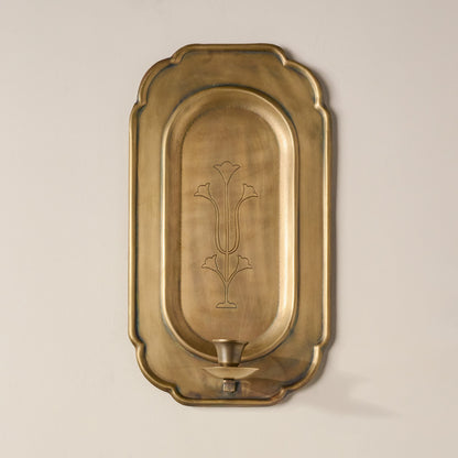 Antique Brass Etched Wall Sconce