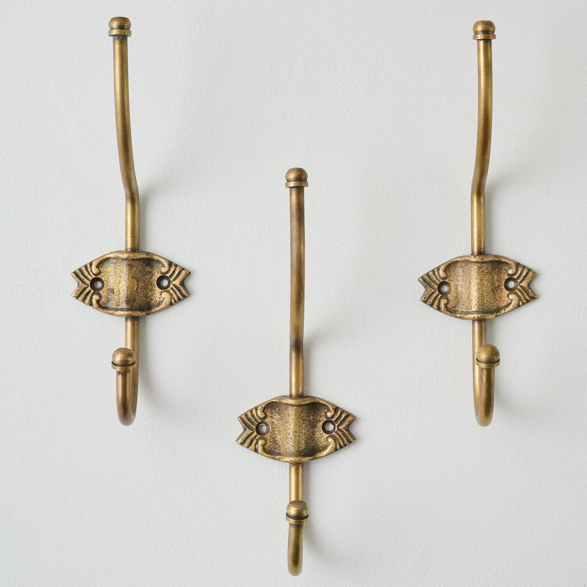 3 Antique Brass Alice Hooks