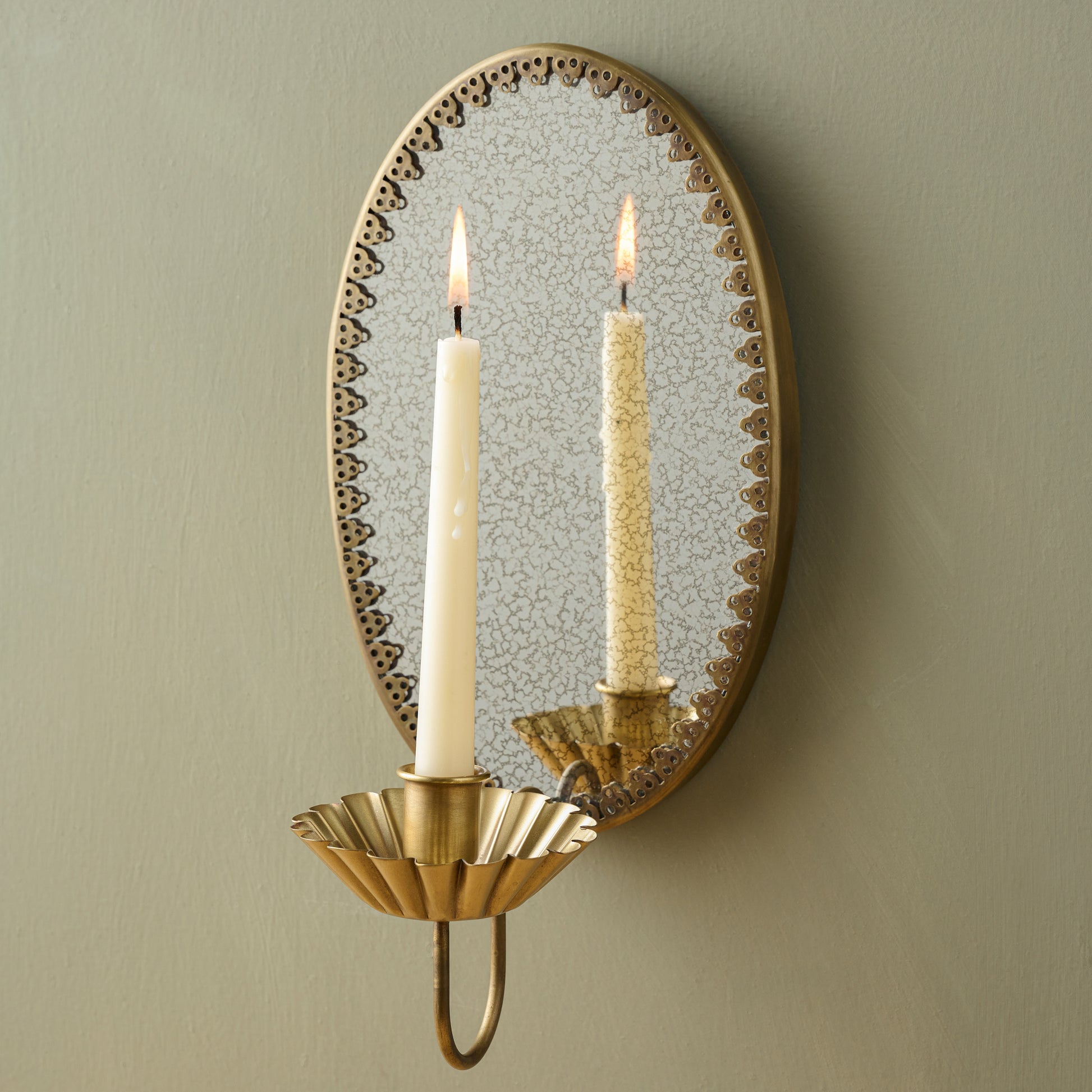 Oval Antique Mirrored Sconce