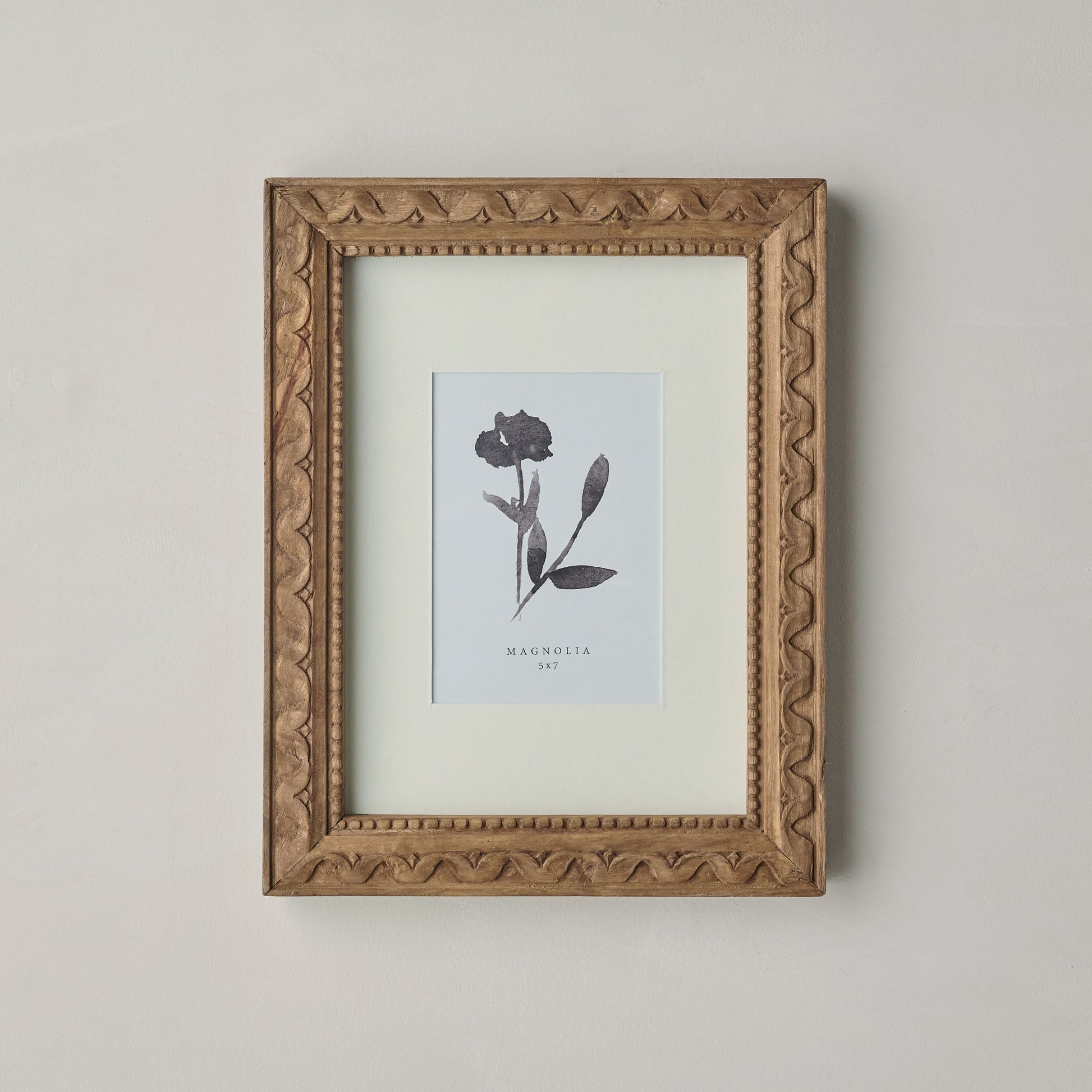 5"x7" Willa Antiqued Wood Wall Frame with Matte