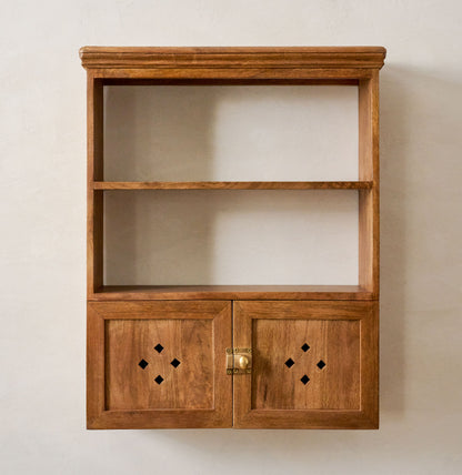 Vaughn Antiqued Wood Shelf with Doors