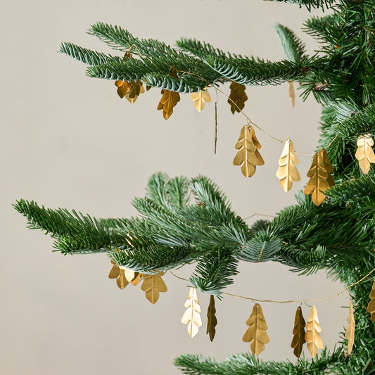Gilded Leaf Garland shown on tree