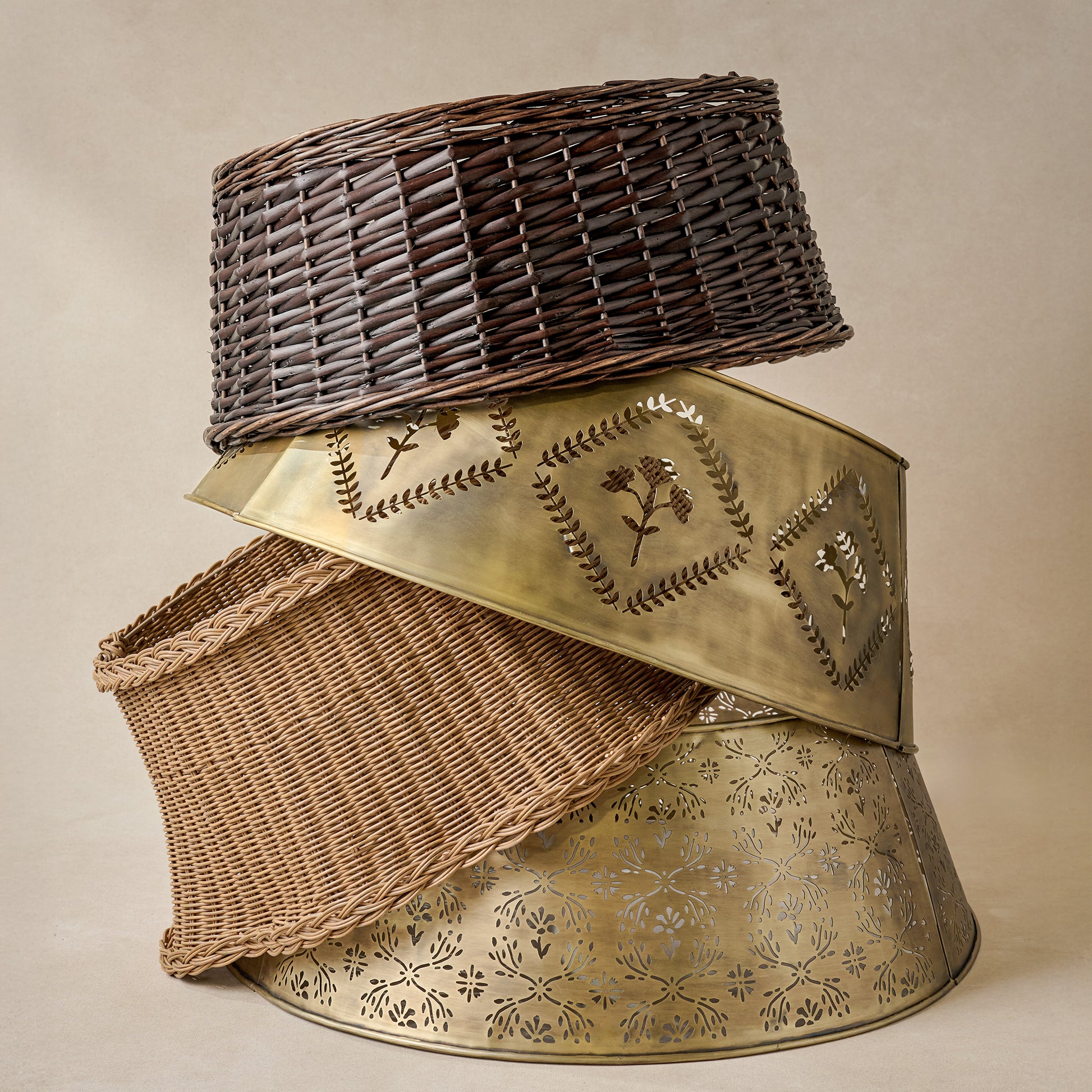 Antique Brass Finish Tree Collar with other tree collars